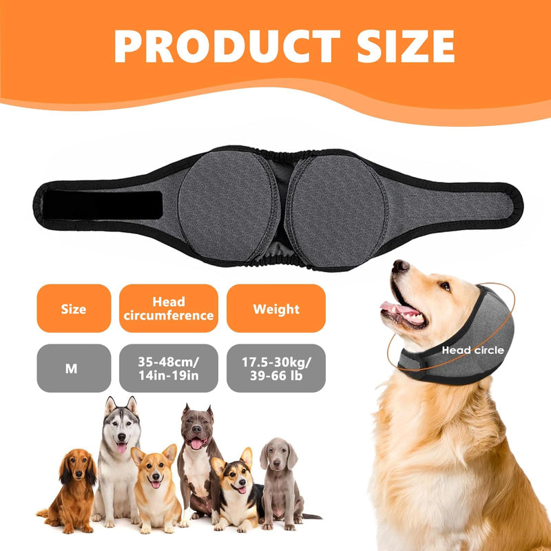 Dog Ear Defenders, Dog Snood Swim Ear Protectors, Comfort Dogs Ears Muffs Noise Protection for Anxiety Relief, Swimming, Grooming for Dogs (Gray, M)