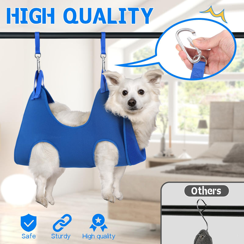 Supet Dog Grooming Hammock Harness for Dogs Cats, Relaxation Pet Nail Clipper Hammock, Restraint Dog & Small Animal Leashes Sling for Groomingk for Nail Trimming (Blue, XS) XS（ Max 16 Lb：Leg space: 6"-9.5"） Blue - PawsPlanet Australia