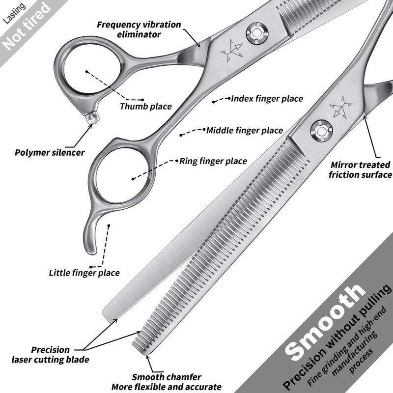 High-end Professional Dog Grooming Thinning Scissors Teeth Cutting Blending Shears Pet Texturizing Shears 7.5 Inch Extremely Very Sharp Stainless Steel Alloy For Cat Other Animals Groomer 7.5inch Tiny Teeth Thinning - PawsPlanet Australia