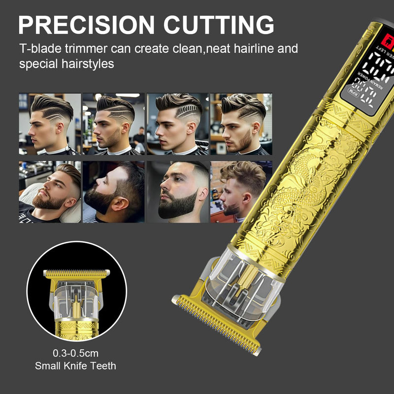 LQT® Professional Hair Clippers for Men, Hair Trimmer Cordless Barber Clippers and Trimmers Set, Hair Cutting Kit for Men Grooming Father Day Gifts Professional-Gold-3pcs/set Gold - PawsPlanet Australia