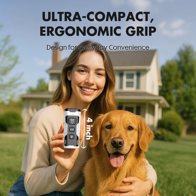 Dog Bark Deterrent Device, 3X Ultrasonic Anti Barking, 6 Training Modes 23 FT Range Barks No More Indoors Outdoors Behavior Correct Safe & Humane Rechargeable Compact Bark Control for Dogs Silver
