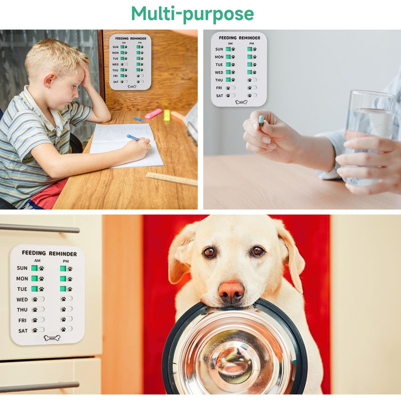 Dog Feeding Reminder, Magnetic Reminder Sticker, AM/PM Daily Indication Chart Feed Your Pets, Fridge Magnets and Double Sided Tape, Helps You to Track Pet Feeding & Medication (White) Cute Dog Bone - PawsPlanet Australia