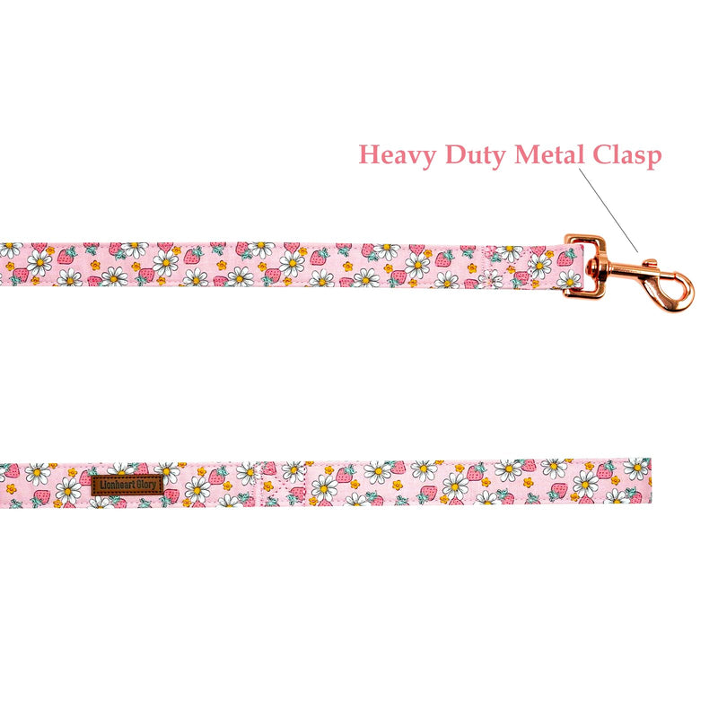 Lionheart glory Strawberries Print Dog Leash Pink Durable Dog Leashes with Comfortable Soft Handle for Small Medium and Large Spring Summer Dog Leash Girl or Boy Dogs Small (Pack of 1） L:Strawberries - PawsPlanet Australia