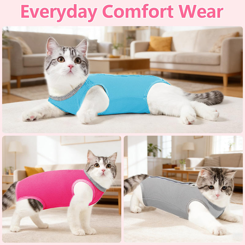 Coppthinktu Cat Recovery Suit Cat Onesie After Surgery, Breathable Cat Surgery Suit for Female Spay/Neuter, Kitten Surgical Recovery Body Suit Cone Alternative for Abdominal Wounds Rose Red Medium