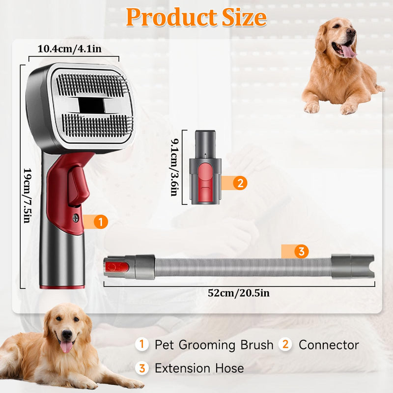 Pet Dog Grooming Attachment Kit, Deshedding Brush Attachment for Dyson V15, V11, V10, V8, V7 – Effective Grooming & Cleaning – Hair Grooming Tools for Dog and Cat, 3 Pack A:Needle Comb+Hose+Connector - PawsPlanet Australia