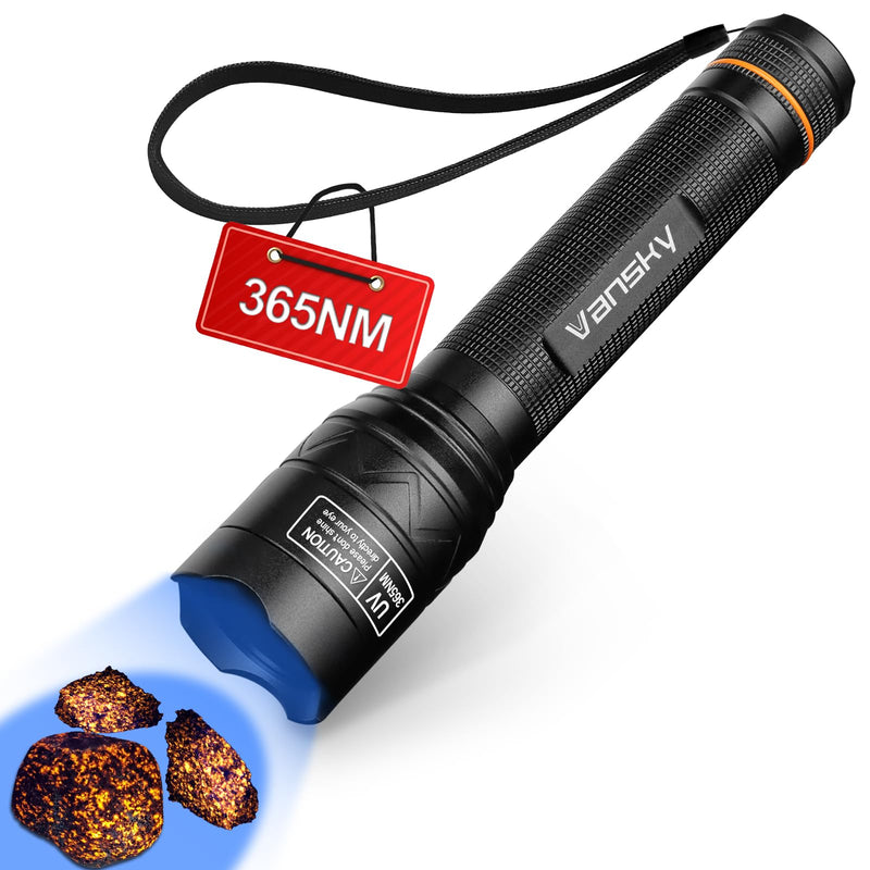 Vansky X7 Pro 365nm UV Light Blacklight Flashlights: LED Black Light Flashlite Professional Ultraviolet Flashlight Pet Urine Detector for Dog Cat, Resin Curing and Rock Hunting(Batteries are Included)