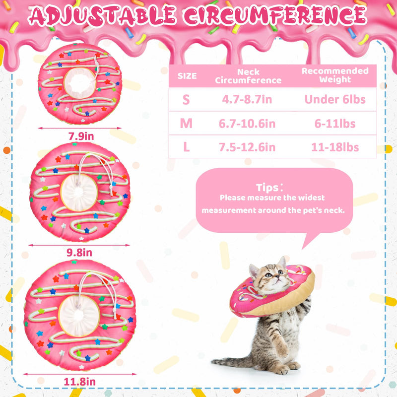 Cat Cone Collar Soft, Cute Cat Donut Collar Adjustable Cat Recovery Collar Comfortable Elizabethan Cones to Stop Licking Anti-Bite Neck Cone for Cats Kittens Small Dogs After Surgery S Pink - PawsPlanet Australia