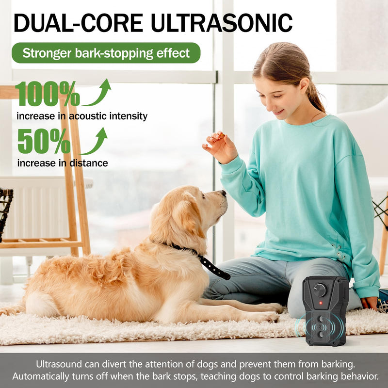 QHZ Solar-Powered Ultrasonic Bark Deterrent Device Solar and USB Charging Three-Mode Ultrasonic Bark Control Unit Suitable for Home/Garden/Farm Waterproof Outdoor Dog Bark Control Device Black