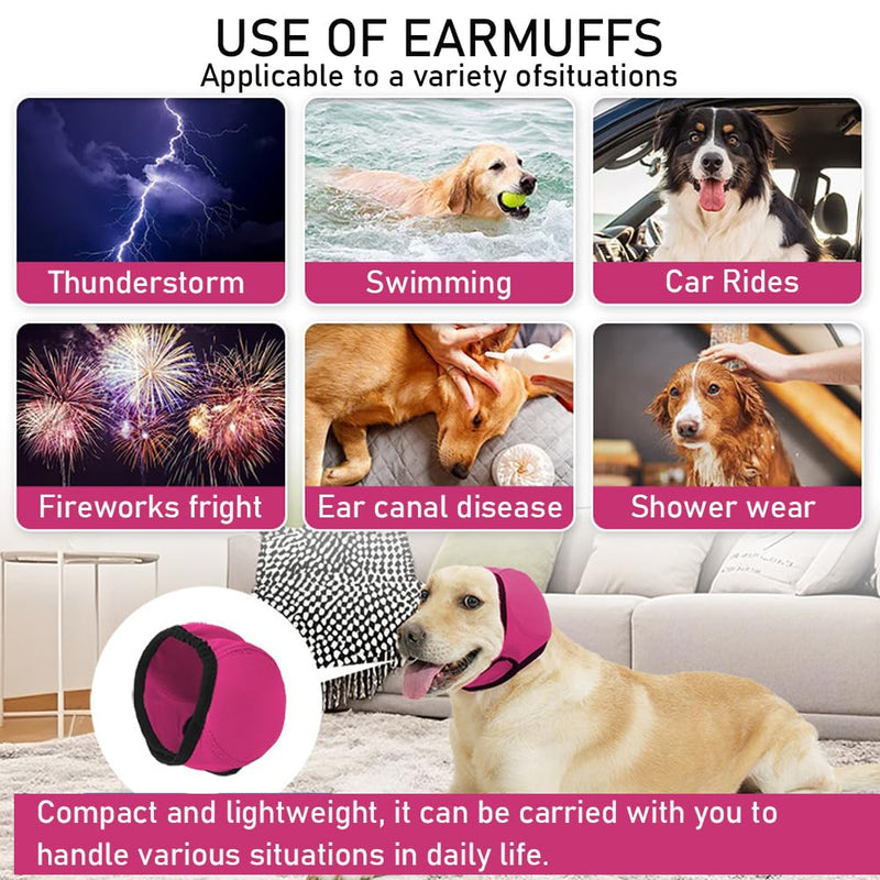 Dog Ear Defenders, Dog Snood Swim Ear Protectors Comfortable Quiet Dog Ear Muffs Noise Protection Cover for Anxiety Relief for Bath Swim Grooming Thunder Fireworks (Pink, M) Pink