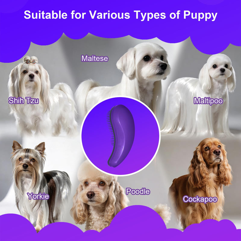 Small Dog Brush- Grooming Tool for Teddy, Yorkies, Maltese, Shih Tzu, Chihuahua - Puppy Hair Brush (Dark Purple) Dark Purple