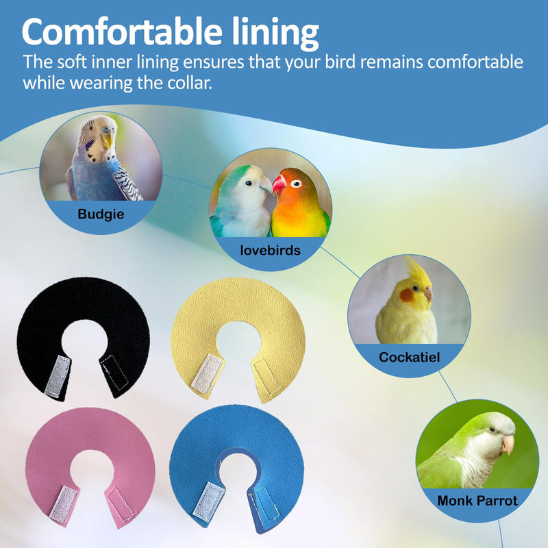 4Pack Bird Cone Collar, Anti-Grab Feather Plucking Wound Healing Safety Elizabethan Collar, Protective Recovery Cones for Budgerigar Cockatiel Lovebirds Cockatoo Parrots (XS) XS - PawsPlanet Australia