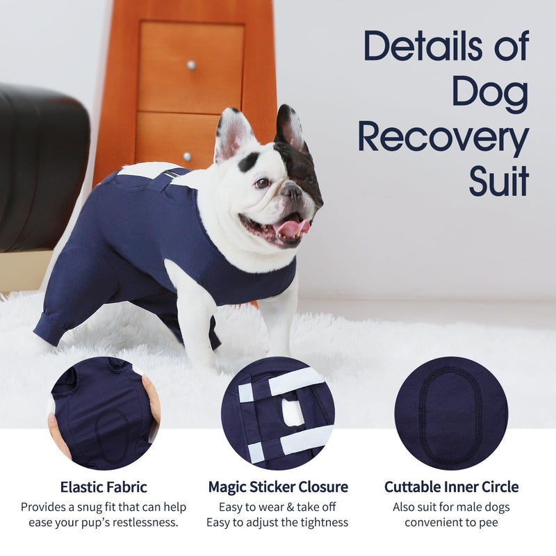 IECOii Pet Surgery Recovery Suit,Breathable Dog Bodysuit E-Collar & Cone Alternative Surgical Suit After Spayed/Neutered Wear,Recovery Suit for Dogs Male Female Sleeve to Prevent Licking,XL-Blue X-Large(Chest:27.2-32.7 in) Blue - PawsPlanet Australia