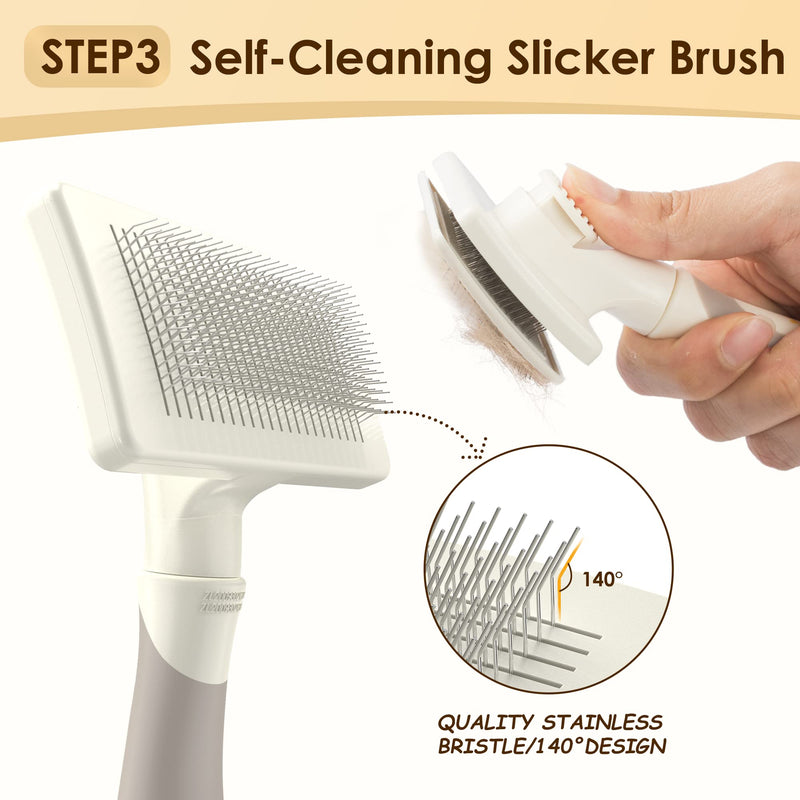 Professional Deshedding Dog Brush Grooming Kits, for Long-Haired Dogs and Cats - Dog Deshedding Brush and Slicker Brush Set 3 in 1 Gift Box for Long Hair Pets like Golden Retriever Professional Grooming Set