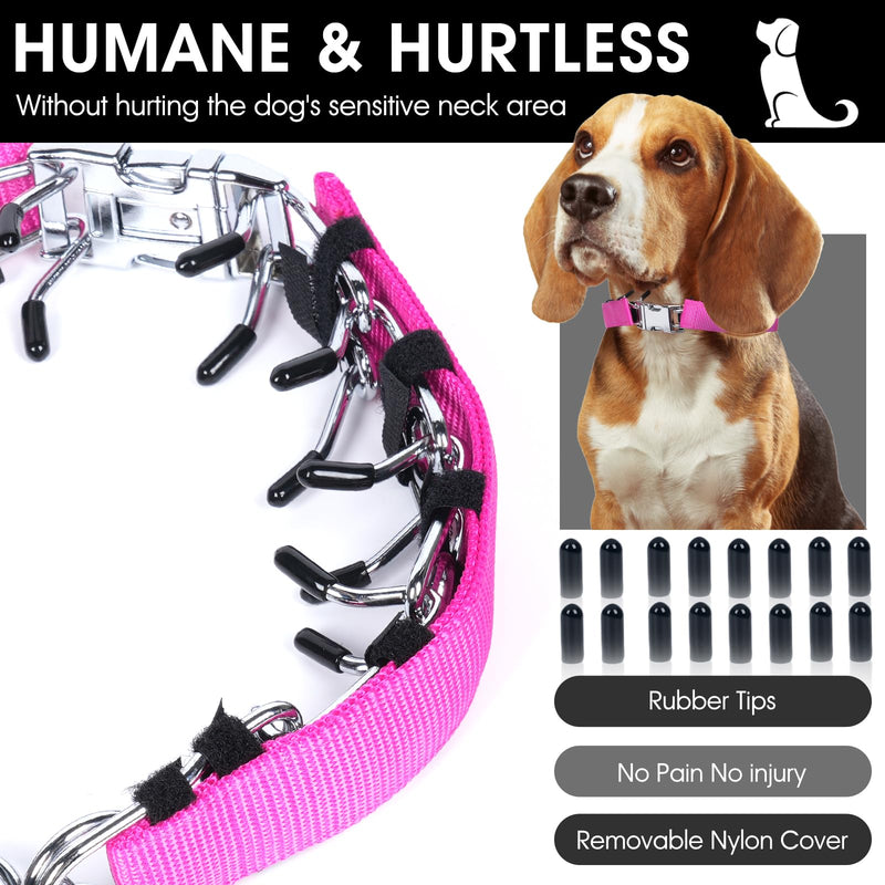 Adjustable Training Collar with Quick Release Buckle, No Pull Dog Collar with Removable Nylon Cover for Small Medium Large Dogs,Packed with Extra 2 Links,Pink,M Pink M/L(17-23" Neck, 3.5mm) - PawsPlanet Australia