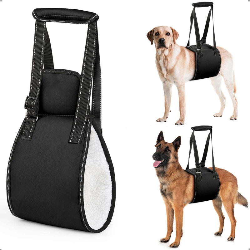 Ohcozzy Dog Sling with Handle, Adjustable Dog Lifting Harness for Rehabilitation, Soft Hind Leg Support Carrier for Senior, Injured, Disabled Dogs,L,Black L Black