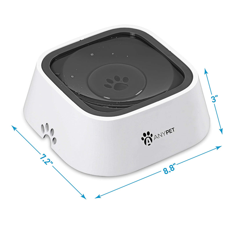 ANYPET No-Spill Dog Water Bowl, Anti-Splash Pet Slow Drinking Water Feeder, Spill Proof Travel Bowls for Large Medium Small Dogs and Cats, White - PawsPlanet Australia