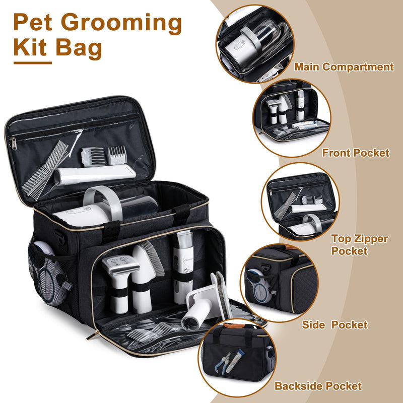 Dog Grooming Vacuum Bag, Pet Grooming Kit Bag Perfect for Dog Hair Vacuum & Grooming Tool Kit Accessories- Black - PawsPlanet Australia