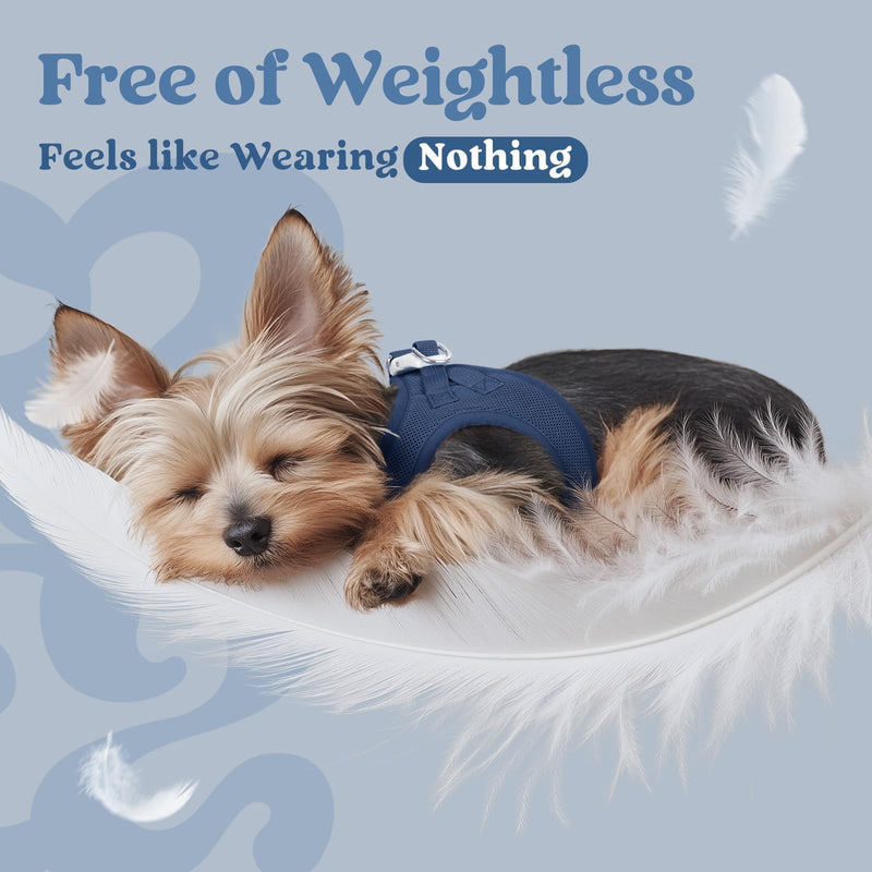 rabbitgoo Small Dog Harness, Step-in Soft Mesh Puppy Vest with Safety Buckle, Breathable Reflective Pet Harness for Small Sized Dogs, Navy Blue S S(Chest:15.1"-16.5") - PawsPlanet Australia