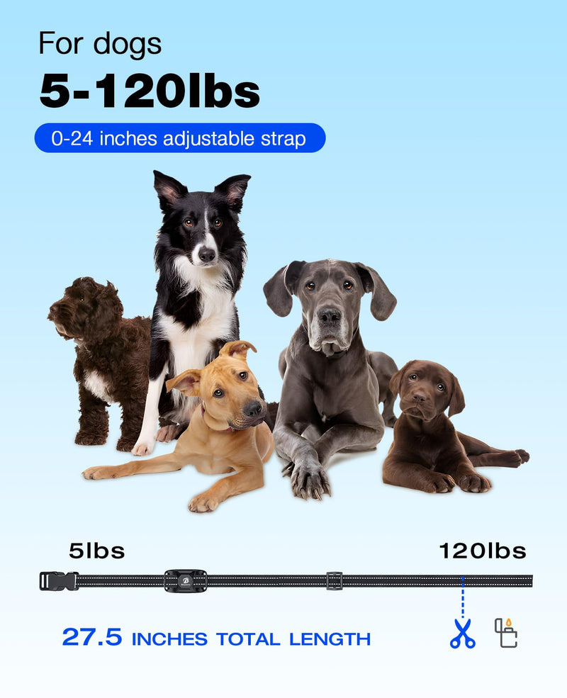 Bousnic Dog Shock Collar - 3300Ft Training Collar with Remote for 5-120lbs Small Medium Large Dogs Rechargeable Waterproof e Collar with Beep (1-8), Shake(1-16), Safe Shock(1-99) Modes (Black) Black - PawsPlanet Australia