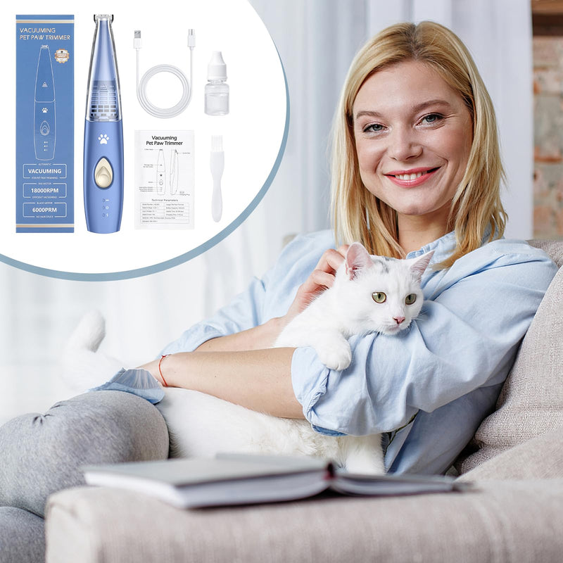 Upgraded Paw Hair Trimmer for Dogs, Rechargeable Dog Paw Trimmer, Snipping and Sucking, Cordless Electric Grooming Clippers, Two Modes, Small Pet Shave Trimmer for Cats Paws Face - PawsPlanet Australia