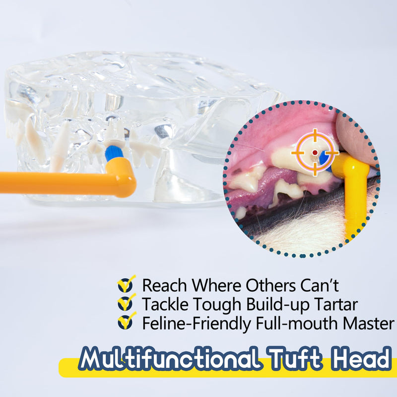 Cat Toothbrush Tuft Head, Small Dog & Puppy Tooth Brushing Kit, Mini Head Teeth Brush for Kitten & Tiny Pet, Doggy Toothbrushes Deep Dental Cleaning, 2 PCS - Orange Tuft Head - Detailed Dental Care - PawsPlanet Australia