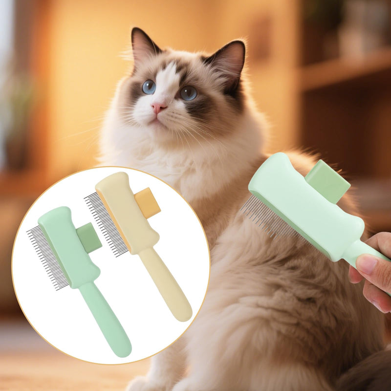 2pcs Comb for Cats and Dogs, Self-Cleaning Pet Grooming Brush with Release Button Gentle Cats Comb for Cleaning Shedding Pets Hairs - PawsPlanet Australia