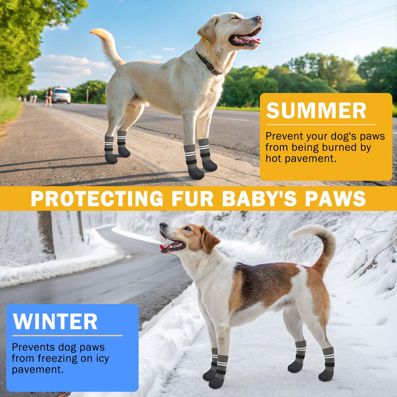 SCENEREAL Anti Slip Dog Boots & Paw Protectors for Hardwood Floor, Extended Dog Socks to Prevent Licking Paws, Waterproof Pet Snow Rain Shoe for Winter Medium Senior Dogs, Grey M Medium(Paw width 2.04in/5.2cm) - PawsPlanet Australia