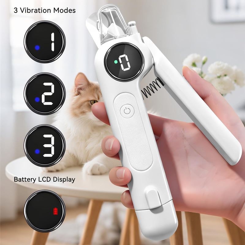 Dog Nails Clippers & Grinders - 2in1 with LCD Display and LED Lights Dog Nail File Cat Claw Trimmer with Safety Guard Electric Rechargeable Pet Nail Silent Grooming
