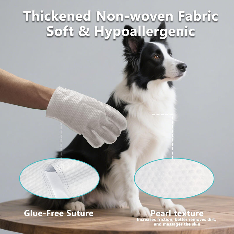 6PCS Unscented Extra Thick Pet Glove Wipes for Dogs & Cats, Dog Cat Washing Cleaning Gloves, Dog Grooming Bath Gloves for Daily Care and Traveling, Rinse Free 6 PCS - PawsPlanet Australia