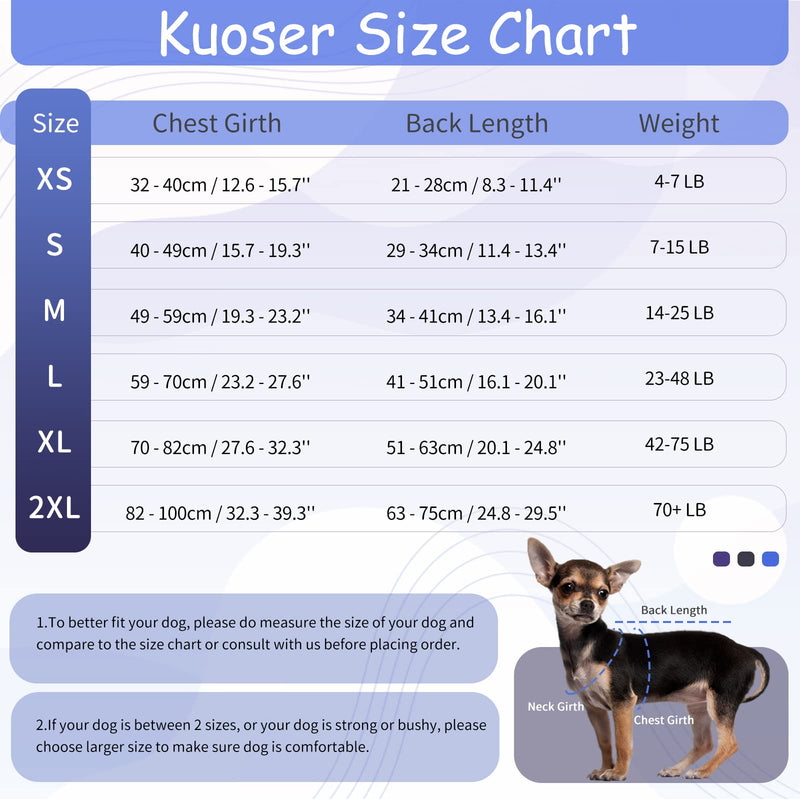 Kuoser Dog Surgery Suit Female Spay, Soft Dog Recovery Suit Male Neuter Anti Licking Dog Onesie E-Collar & Cone Alternative, Breathable Dog Surgical Suit for Surgery Recovery, Blue Strips XL X-Large (Back: 20.1" - 24.8"; Weight: 42 - 75LB) - PawsPlanet Australia