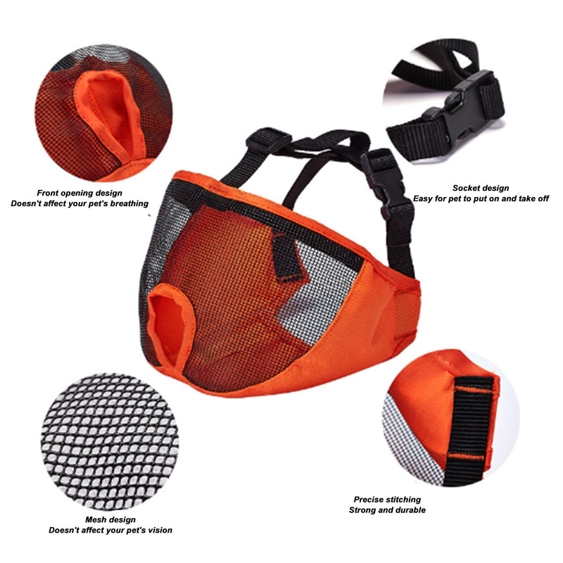 Soft Short Snout Dog Muzzle, Breathable Mesh Design Easy to Wear Strong Flat Face Bulldog Muzzle for Biting Chewing Licking (Orange S) (M #12) M #12