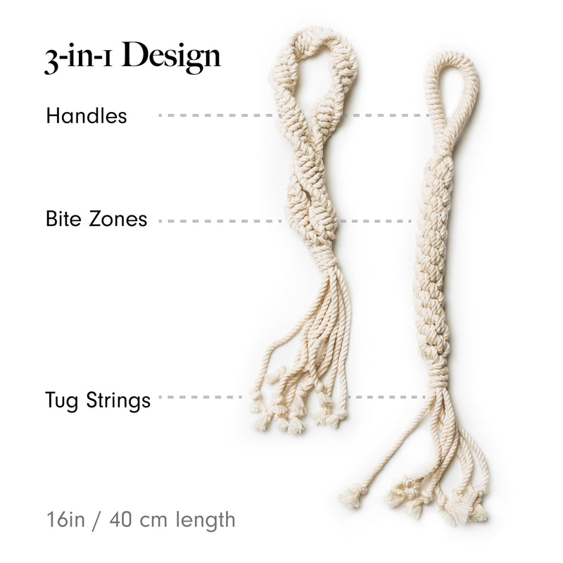 Natural, Non-Toxic Cotton Rope Toys for Small and Medium Dogs | 2-Pack | Durable & Eco-Friendly | Unique Boho Designs with Handle | Interactive Dog Toy - PawsPlanet Australia