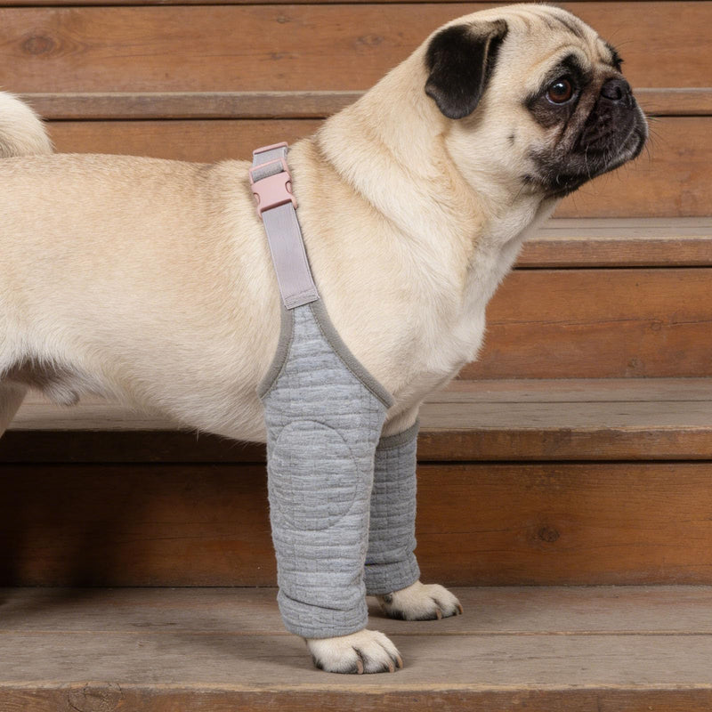 TEHAUX Atmungsaktive Wundmanschette für Hunde Vorder und Hinterbeine aus Elastischem Polyester in Grau XL für Sicheren Wundschutz und Bewegungsfreiheit