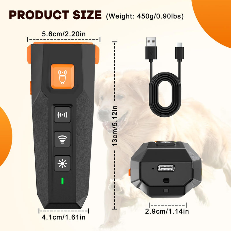 Dog Bark Deterrent Device Ultrasonic Anti-Barking Devices with 3X Sonic Emitters Indoor Outdoor Use Rechargeable Safe for Dogs Training(Black)