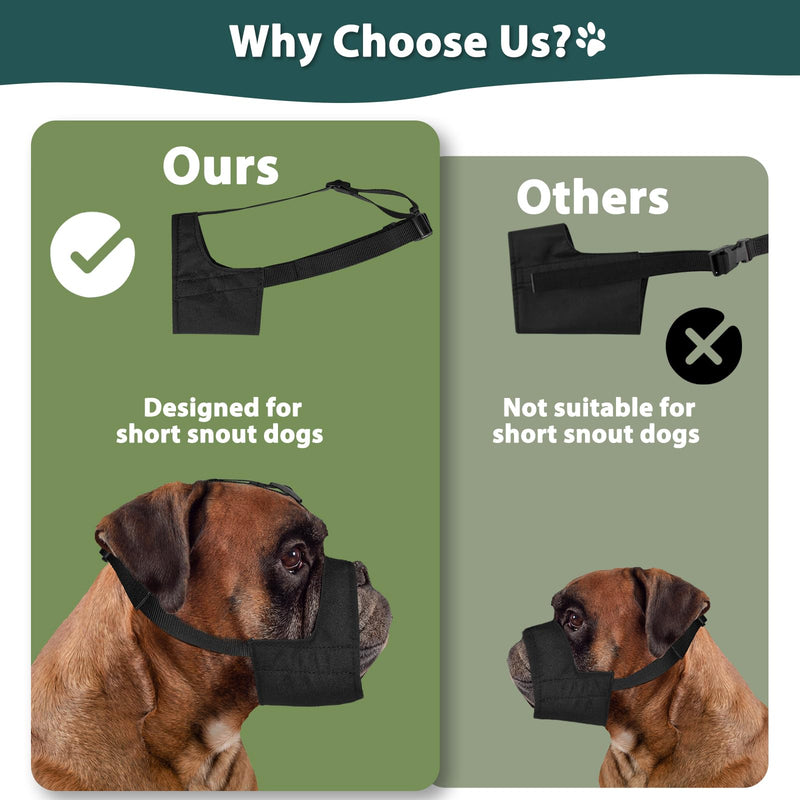 Mayerzon Pitbull Muzzle, Dog Muzzle with Anti-Slip Strap for American Bully Bulldog Boxers Rottweilers, Soft Muzzle for Medium Large Short Snout Dog Anti Biting Chewing, Allow to Drink Black L [Snout Cir: 9.75"-11"]