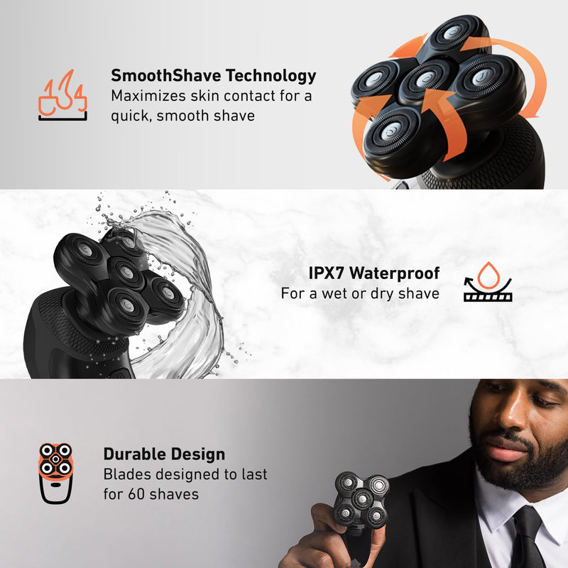 Groomie BaldiePro Cordless Bald Head Shavers for Men, Blade Refill - Waterproof Electric Head Shavers Replacement Head - Men's Rotary Head Razor for Bald Men for Smooth Shave Blade Refill 1.0 - PawsPlanet Australia