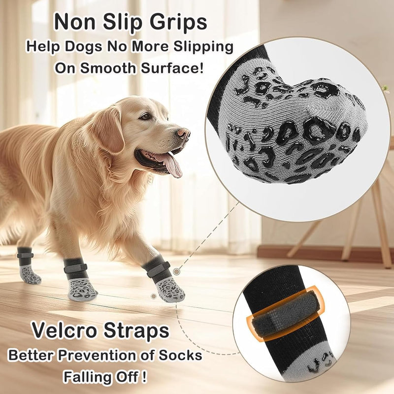 PICK FOR LIFE Non Slip Dog Socks with Grippers Prevent from Licking Paws,Anti-Slip Dogs Grip Socks for Senior Dogs on Hardwood Floor(Grey,2Pairs,M) Medium Grey - PawsPlanet Australia