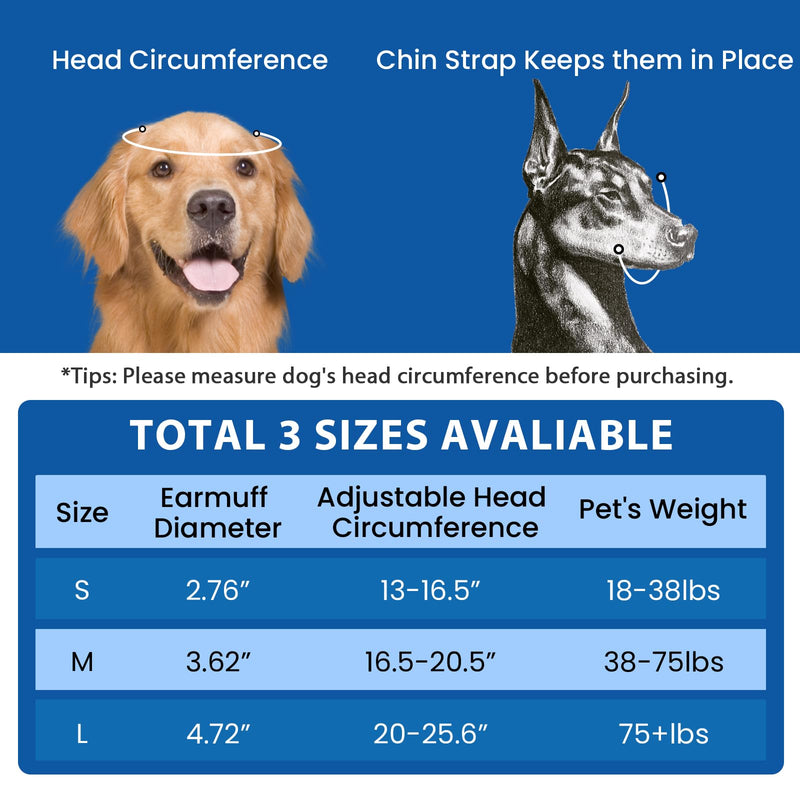 ZOHAN Dog Ear Muffs for Noise Protection, Comfort Dog Noise Cancelling Ear Muffs with Fast Snap Lock for Fireworks, Thunder, Vacuums Blue-s - PawsPlanet Australia