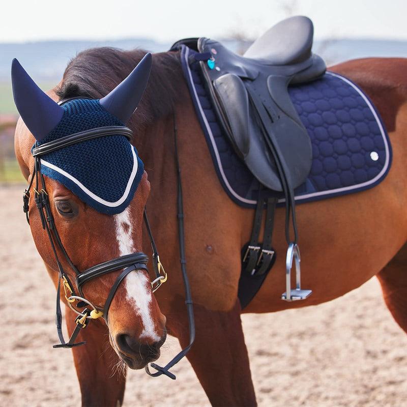 Zurich Noise Cancelling Crochet-Pattern Horse Ear Net - Dark Navy - Horse - PawsPlanet Australia