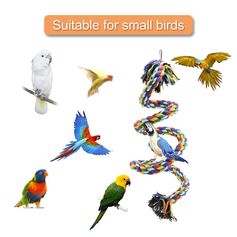 WishLotus Bird Perches, Parrot Colorful Climbing Rope Swing Toys Parrot Stand with Bell and Hanging Clip for Parrots, Budgies, Macaws, Parakeets, and Other Small Birds. (100cm) 100cm - PawsPlanet Australia