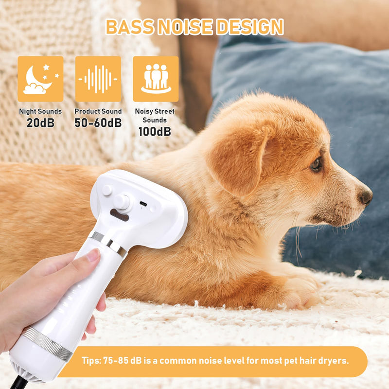 4-in-1 Pet Grooming Station: Steam Comb & Hair Dryer with Water Tank, 3 Heat Settings, Shedding Brush for Cats and Dogs, Home Washing Station, White - PawsPlanet Australia