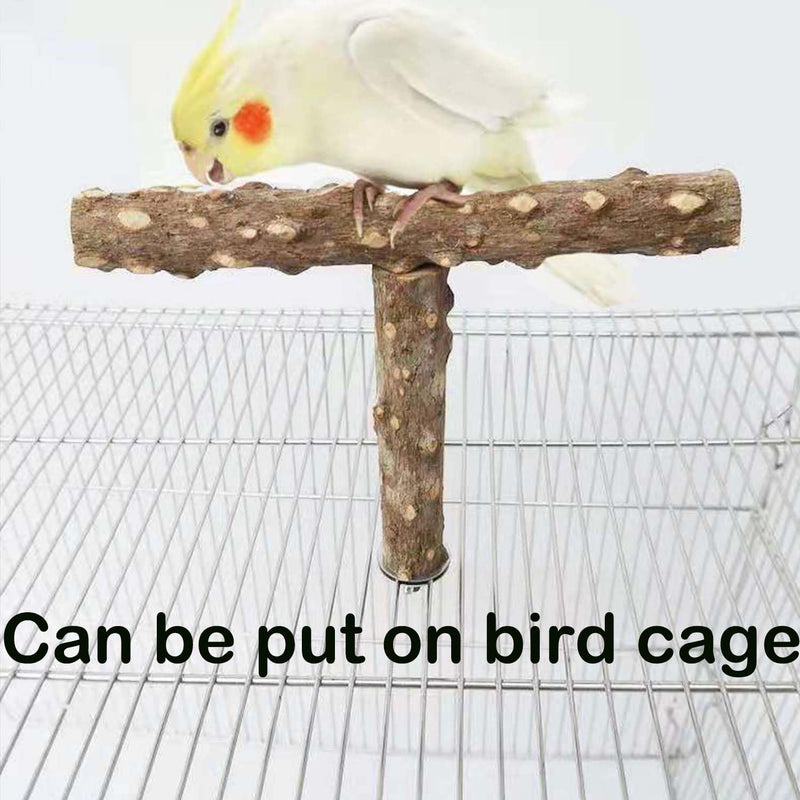 Natural Bird Perch Stand with Suction Cup for Window Mirror Car Shower Travel Bath Wood Training Perch for Small Medium Large Parrot Parakeet Cockatiel Concure Budgie Macaw Finch Lovebirds T Shape - PawsPlanet Australia