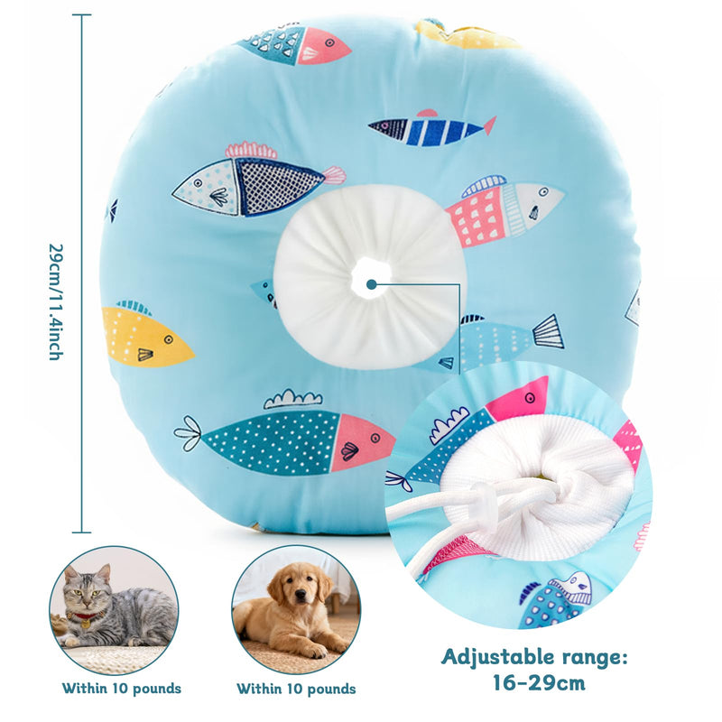 Waterproof Cat Collar Dirt-Repellent Cat Collar Protective Collar Adjustable Collar Soft Collar Cone After Surgery and Injuries for Puppies Dogs Recovery (Blue, M) blue