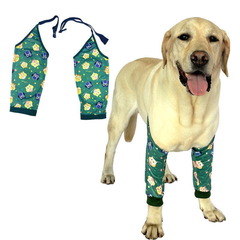 Dog Elbow Pads – Knee Wrap Front Leg Sleeves for Large Dogs, Wound Protection & Anti-Licking Brace for Injured Legs or Joints（Large Owls ）
