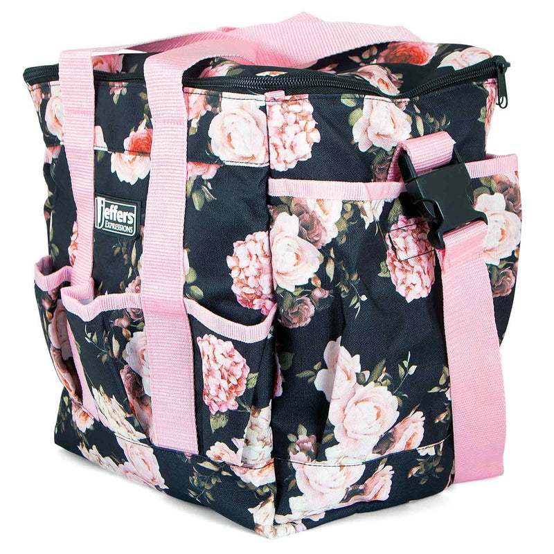 Jeffers Expression Deluxe Grooming Bag, Rose Garden – Zippered Top Organizer for Brushes, Spray, Hoof Picks, Tack & Accessories – Travel, Camping, Horse, Dog, Cat & Pet Grooming Tote - PawsPlanet Australia