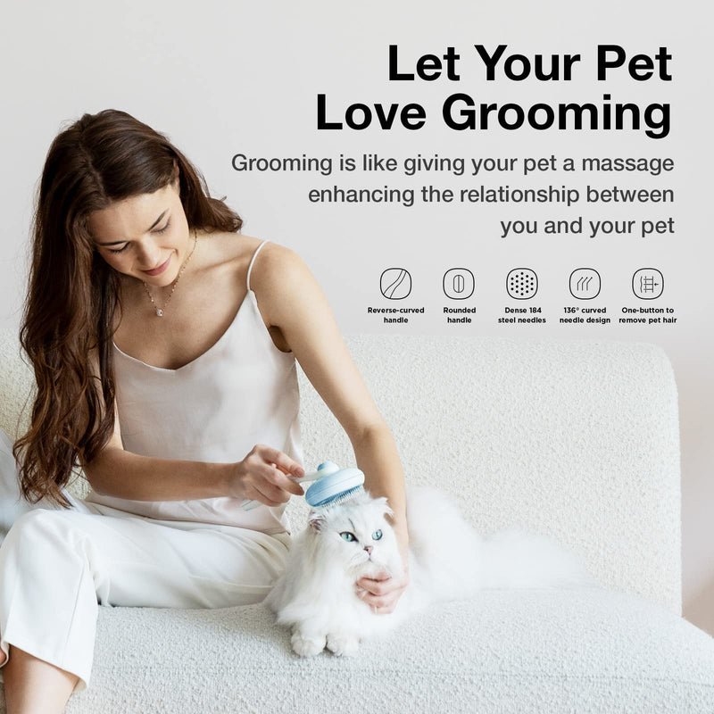 Self-Cleaning Slicker Brush for Pet Grooming: Removes Tangles, Loose Undercoat & Mats from Cats & Dogs (Blue) Blue - PawsPlanet Australia