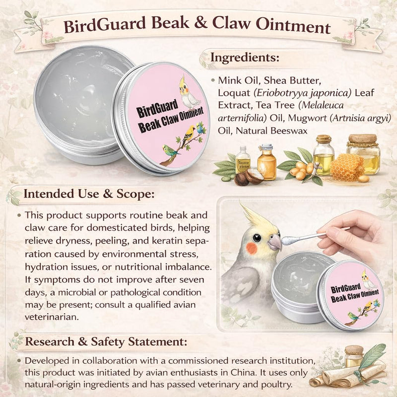 KR. LIF Bird Beak Oil & Claw Balm, Budgie Ointment for Care Dry Beak & Flaky Skin Relief, Beak Conditioner & Feet Moisturizer for Budgies, Parakeets & Cockatiels, 2.5 oz