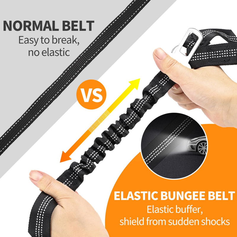 3 Piece Set Dog Seat Belt Retractable Dog Car Seatbelts Adjustable Pet Seat Belt for Vehicle Headrest Restraint Adjustable Heavy Duty & Elastic & Durable Car Harness for Dogs 07-Black+Rose Grey - PawsPlanet Australia
