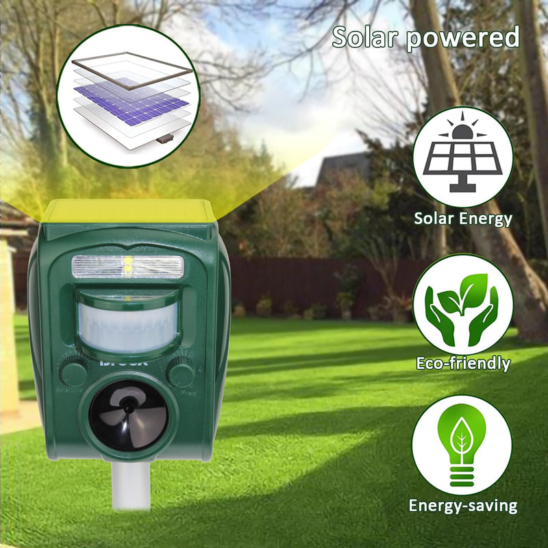 Broox 2026 Upgraded Solar Animal Repellent, Cat Repellent Outdoor, Squirrel Repellent, Deer Repellent, Ultrasonic pest Repeller, Waterproof IP 65, Motion Detection, Dog, Raccoon, Skunk, Rabbit, Rodent - PawsPlanet Australia