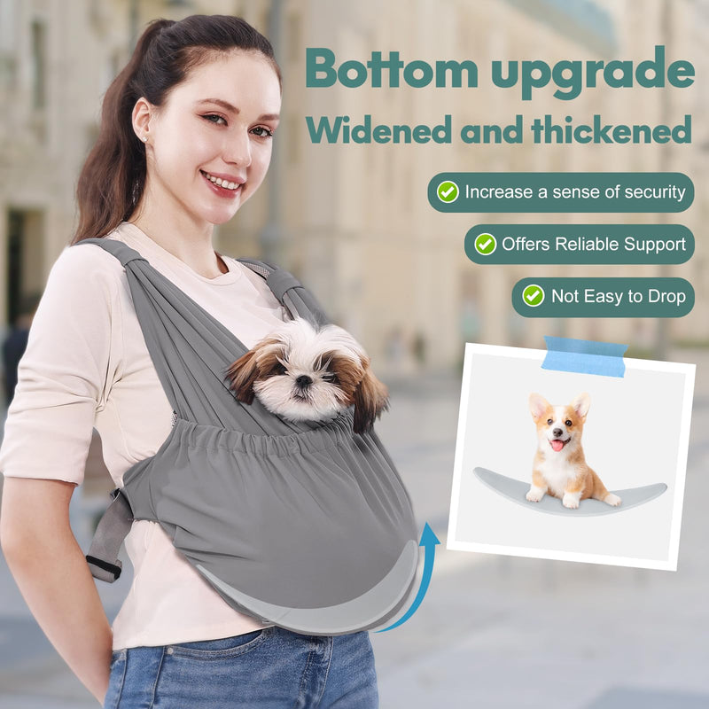 Supet Dog Sling Carrier for Small Pets, Hands Free Front Cat Sling, Reducing Back Neck Pain Anti-Anxiety, Adjustable Soft Carrying Plus Grey - PawsPlanet Australia